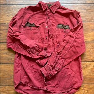 Vintage Men's Red Button-Down Shirt